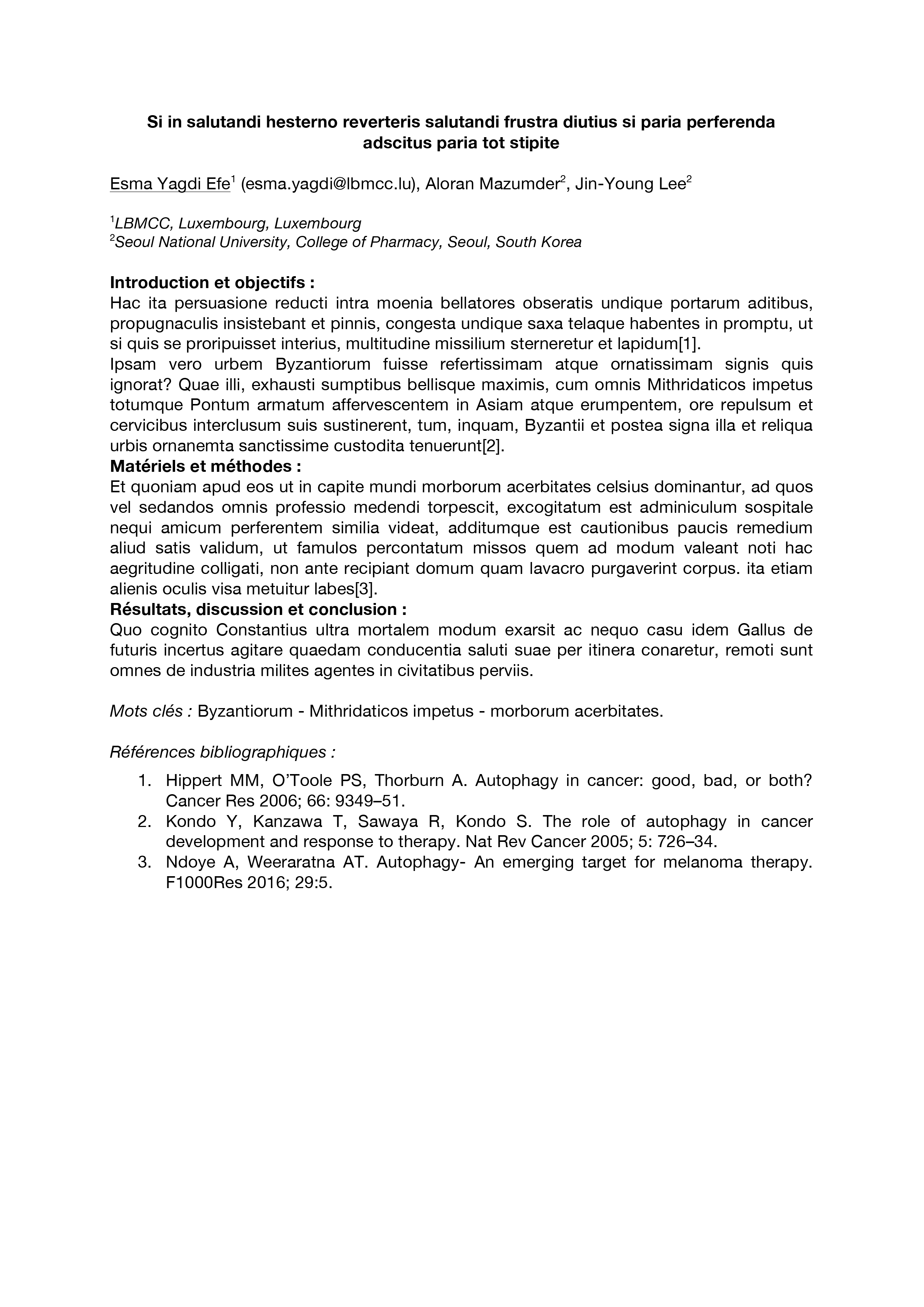 Exemple de résumé
